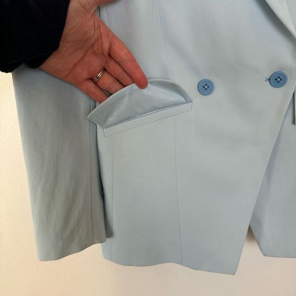 J. Crew Women’s Light Blue Double Breasted Four Button Notched Collar Blazer - Picture 5 of 7